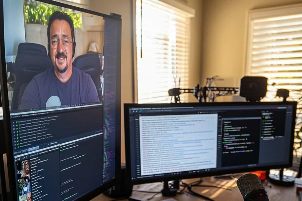 Home Office with Telecommuting Man