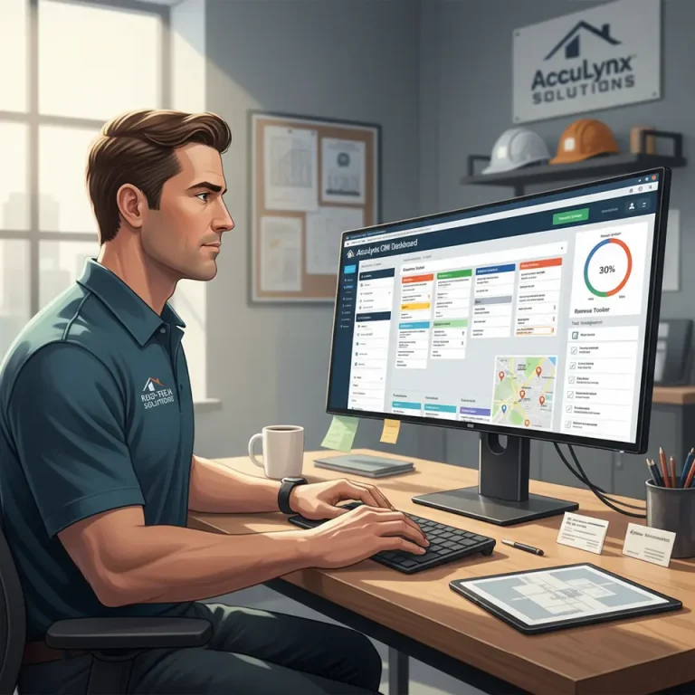 Roofing professional using AccuLynx software