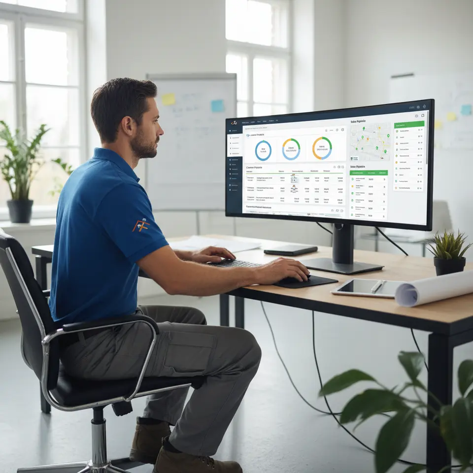 Roofing professional logging into AccuLynx