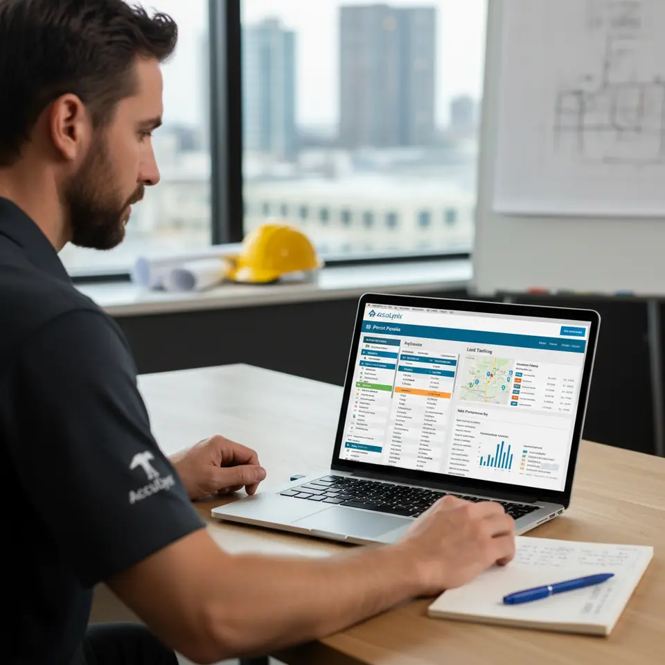 Roofing professional logging into AccuLynx software