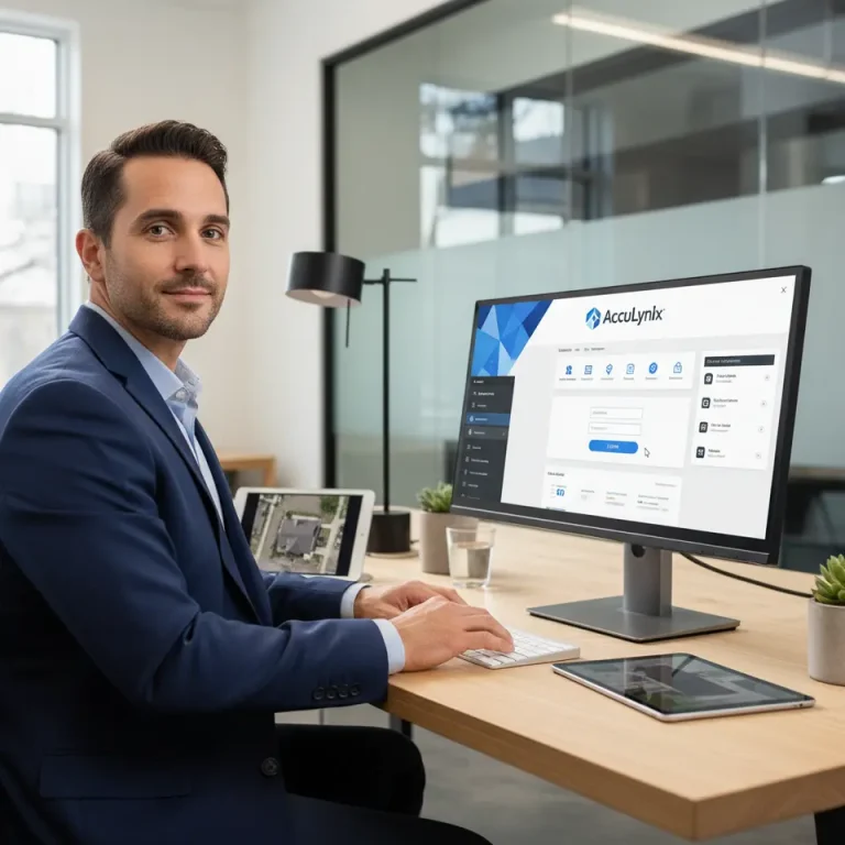 Step-by-Step Guide to AccuLynx Login 6 Roofing professional logging into AccuLynx CRM