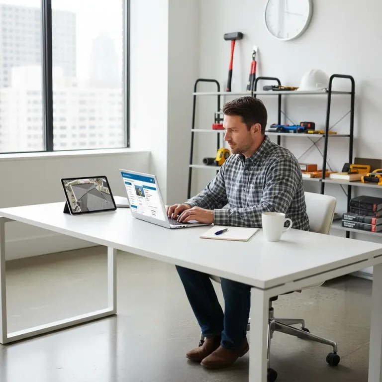 Roofing professional logging into AccuLynx