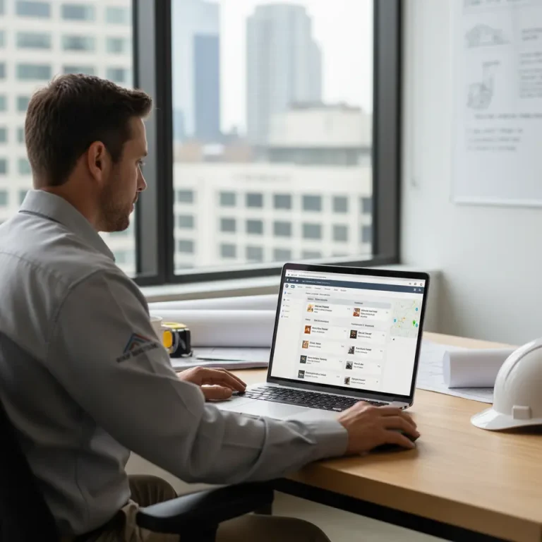 How to Log Into AccuLynx for Roofing Professionals 2 Roofing professional accessing AccuLynx CRM dashboard